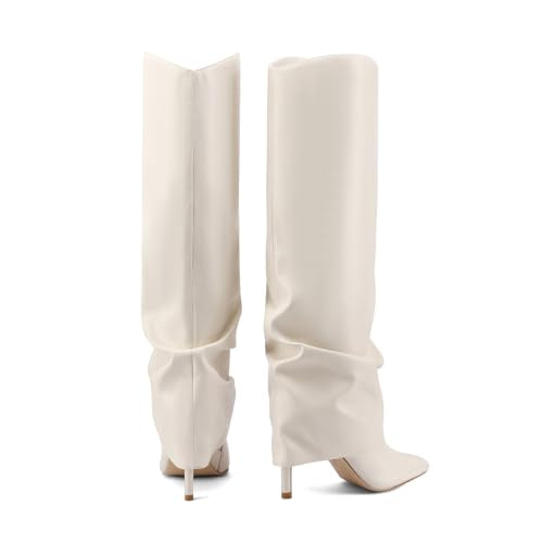 Fold Over Knee High Boots Shoes