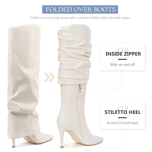 Fold Over Knee High Boots Shoes