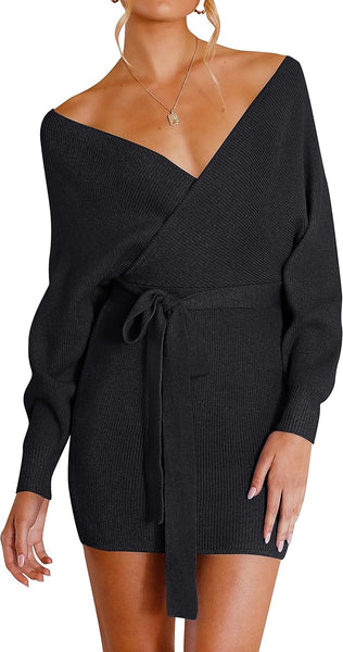 Bodycon Pullover Sweater Dress with Belt